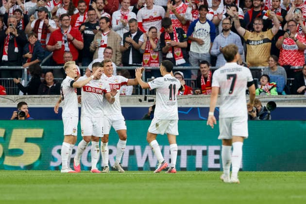 Torjubel VfB Stuttgart beim 3:1 durch Ermedin Demirovic (VfB Stuttgart, 09) , Deutschland, Fussball, UEFA Champions League, 1. Spieltag, 2026 2027, VfB Stuttgart vs. Viking Stavanger, 09.09.2026, Stuttgart Arena Stuttgart Deutschland Copyright: xGrantxHubbsx