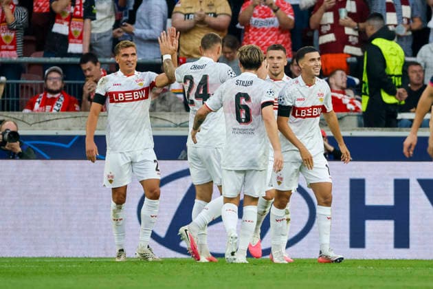 Torjubel VfB Stuttgart beim 3:1 durch Ermedin Demirovic (VfB Stuttgart, 09) , Deutschland, Fussball, UEFA Champions League, 1. Spieltag, 2026 2027, VfB Stuttgart vs. Viking Stavanger, 09.09.2026, Stuttgart Arena Stuttgart Deutschland Copyright: xGrantxHubbsx