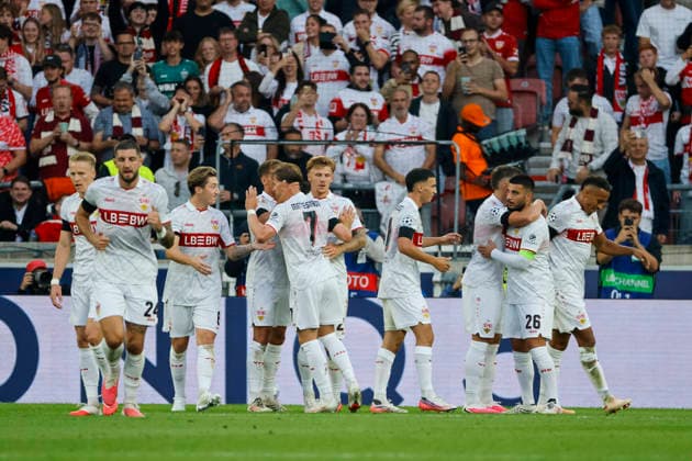 Torjubel VfB Stuttgart beim 3:1 durch Ermedin Demirovic (VfB Stuttgart, 09) , Deutschland, Fussball, UEFA Champions League, 1. Spieltag, 2026 2027, VfB Stuttgart vs. Viking Stavanger, 09.09.2026, Stuttgart Arena Stuttgart Deutschland Copyright: xGrantxHubbsx