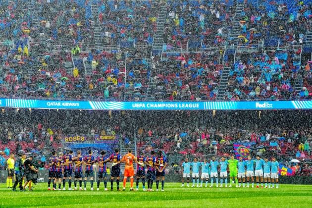 BARCELONA , 09-09-2026 , Spotify Camp Nou , season 2026 2027 , UEFA Champions League football , match between FC Barcelona, Barca and Feyenoord Rotterdam , picture shows one minute of silence Barcelona - Feyenoord  x206777298x Copyright: