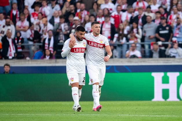 09.09.2026, GER, Fussball, Herren, UEFA Champions League, Ligaphase, 1. Spieltag, Saison 2026 2027, VfB Stuttgart vs. Viking Stavanger Deniz Undav ( VfB Stuttgart, 26 ), Ermedin Demirovic ( VfB Stuttgart, 09 ) jubeln über das Tor zum 3:1, Stuttgart MHP Arena Baden-Württemberg Deutschland Copyright: xNordphoto Memmlerx