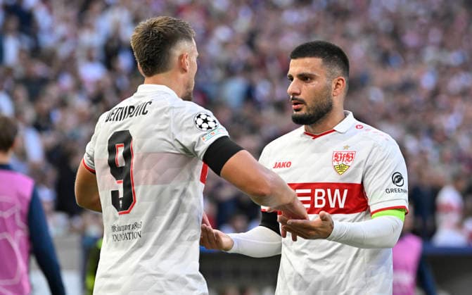 TOR zum 2:1 Ermedin Demirovic VfB Stuttgart (09) Torjubel Deniz Undav VfB Stuttgart (26) Champions League VfB Stuttgart vs Viking FK Stavanger 09.09.2026 DFL REGULATIONS PROHIBIT ANY USE OF PHOTOGRAPHS AS IMAGE SEQUENCES AND OR QUASI-VIDEO Champions League VfB Stuttgart vs Viking FK Stavanger