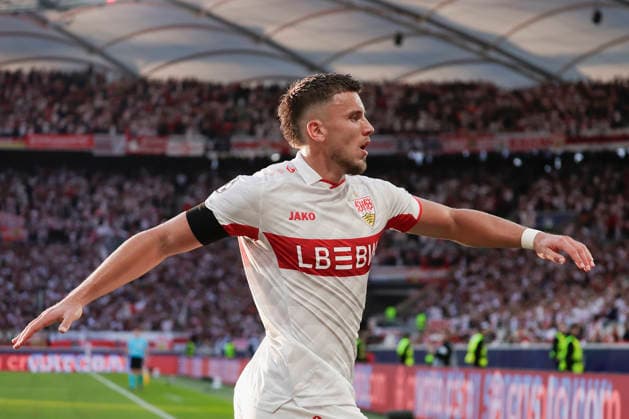 Im Bild: Jubel nach dem Tor zum 1:0 bei Torschuetze Ermedin Demirovic (VfB Stuttgart, 9) 09.09.2026, VfB Stuttgart - Viking FK, UEFA Champions League, 1. Spieltag, Deutschland, Stuttgart, MHP Arena, DFL REGULATIONS PROHIBIT ANY USE OF PHOTOGRAPHS AS IMAGE SEQUENCES AND OR QUASI-VIDEO. Copyright: HMBxMedia xJulienxBecker