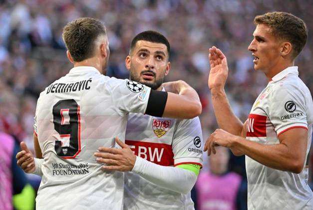 TOR zum 1:0 Ermedin Demirovic VfB Stuttgart (09) Torjubel Deniz Undav VfB Stuttgart (26) Grischa Proemel VfB Stuttgart (21) Champions League VfB Stuttgart vs Viking FK Stavanger 09.09.2026 DFL REGULATIONS PROHIBIT ANY USE OF PHOTOGRAPHS AS IMAGE SEQUENCES AND OR QUASI-VIDEO Champions League VfB Stuttgart vs Viking FK Stavanger