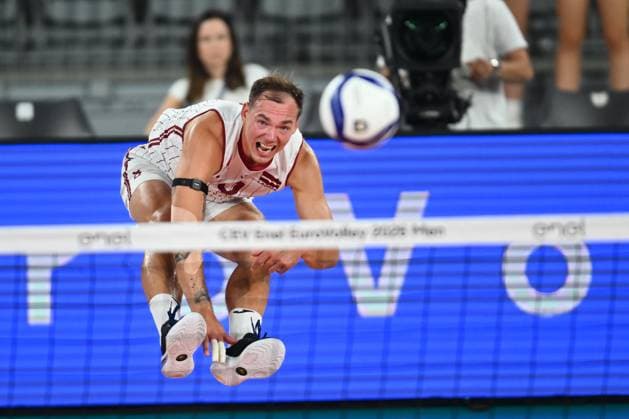 CEV EuroVolley 2026, Romania - Latvia Kristaps Smits plays during the CEV EuroVolley 2026 game between Romania and Latvia, in Cluj Napoca, Romania, 9 September 2026. Alex Nicodim Imago Images Copyright: xAlexxNicodimx