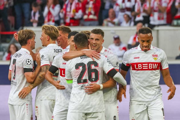 09.09.26 VfB Stuttgart - Viking Stavanger Deutschland, Stuttgart, 09.09.2026, Fussball, UEFA Champions League, Saison 2026 2027, VfB Stuttgart - Viking Stavanger: Ermedin Demirovic (VfB Stuttgart), Jubel Tor 3:1 Demirovic.