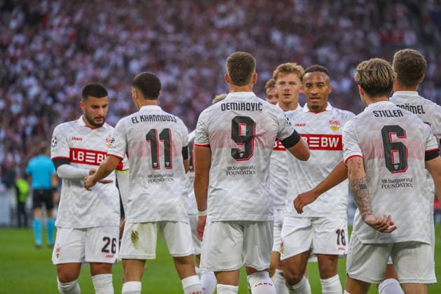 09.09.26 VfB Stuttgart - Viking Stavanger Deutschland, Stuttgart, 09.09.2026, Fussball, UEFA Champions League, Saison 2026 2027, VfB Stuttgart - Viking Stavanger: Ermedin Demirovic (VfB Stuttgart), Jubel Tor 3:1 Demirovic.