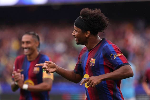 September 9, 2026, Barcelona, Barcelona, Spain: Karim Adeyemi of FC Barcelona, Barca celebrates after scoring his team s second goal during the UEFA Champions League 2026 27 League Phase MD1, football match played between FC Barcelona and Feyenoord at Spotify Camp Nou Stadium on September 09, 2026 in Barcelona, Spain. Barcelona Spain - ZUMAa181 20260909_zaa_a181_098 Copyright: xJavierxBorregox