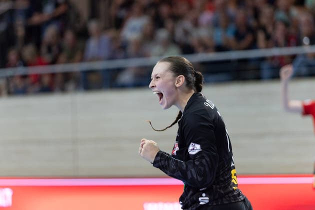 Torhüterin Nicola Czaja (Halle, 70), SV Union Halle-Neustadt vs. HSG Blomberg-Lippe, 1. Bundesliga Handball Frauen, 3. Spieltag Saison 2026 27, 09.09.2026 Halle SWH Arena Sachsen-Anhalt Deutschland
