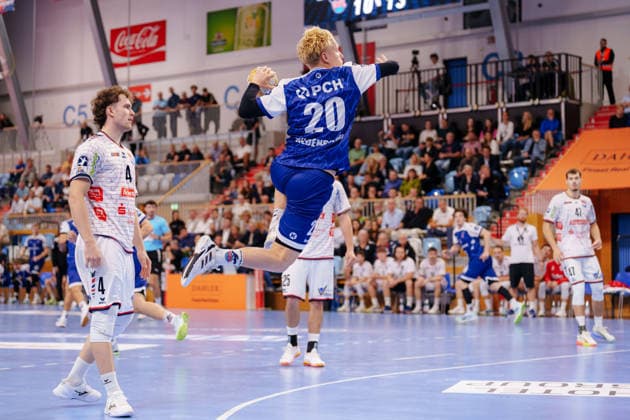 2. Handball-Bundesliga - 2. Spieltag: 1. VfL Potsdam - TV 05 07 Hüttenberg Tim Hildenbrand (1. VfL Potsdam, 20) beim Sprungwurf am 09.09.2026 in der MBS Arena, Potsdam (Brandenburg) Potsdam MBS Arena Brandenburg Deutschland