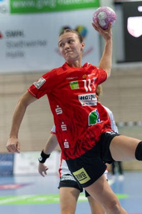 Emma Hertha (Halle, 17), SV Union Halle-Neustadt vs. HSG Blomberg-Lippe, 1. Bundesliga Handball Frauen, 3. Spieltag Saison 2026 27, 09.09.2026 Halle SWH Arena Sachsen-Anhalt Deutschland