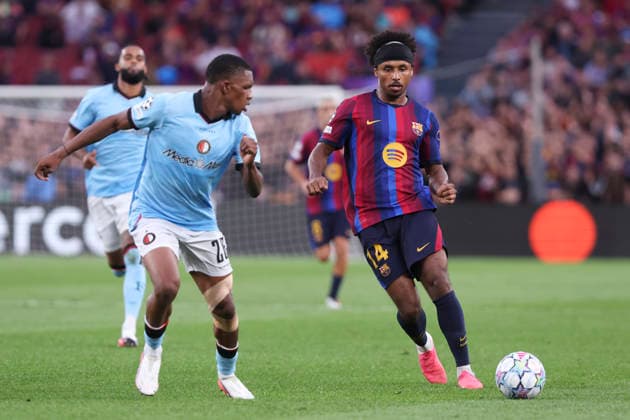 September 9, 2026, Barcelona, Barcelona, Spain: Karim Adeyemi of FC Barcelona, Barca passes the ball during the UEFA Champions League 2026 27 League Phase MD1, football match played between FC Barcelona and Feyenoord at Spotify Camp Nou Stadium on September 09, 2026 in Barcelona, Spain. Barcelona Spain - ZUMAa181 20260909_zaa_a181_139 Copyright: xJavierxBorregox