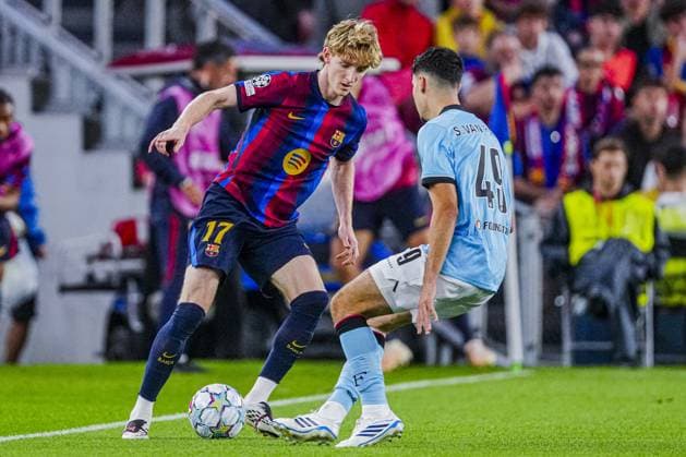 BARCELONA - Anthony Gordon of FC Barcelona, Barca battles for possession with Shaqueel van Persie of Feyenoord during the UEFA Champions League match between FC Barcelona and Feyenoord at the Spotify Camp Nou on 09 September 2026 in Barcelona, Spain. GEERT VAN ERVEN ANP UEFA Champions League 2026 27 xVIxANPxSportx xMarcelxterxBalsxIVx 567776844 originalFilename: 567776844.jpg