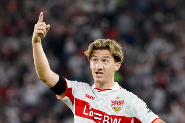 Angelo Stiller (VfB Stuttgart, 06), Mimik, Gesichtsausdruck, Emotion , Deutschland, Fussball, UEFA Champions League, 1. Spieltag, 2026 2027, VfB Stuttgart vs. Viking Stavanger, 09.09.2026, Stuttgart Arena Stuttgart Deutschland Copyright: xGrantxHubbsx