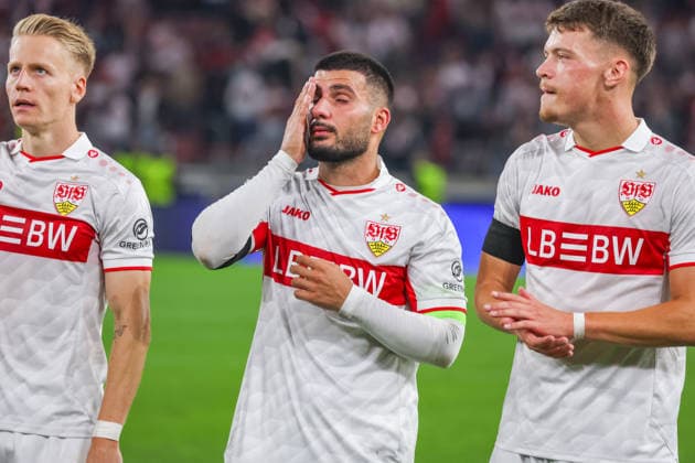09.09.26 VfB Stuttgart - Viking Stavanger Deutschland, Stuttgart, 09.09.2026, Fussball, UEFA Champions League, Saison 2026 2027, VfB Stuttgart - Viking Stavanger: v.l. Chris Führich, Deniz Undav, Dzenan Pejcinovic (alle VfB Stuttgart).