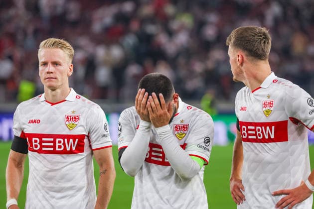 09.09.26 VfB Stuttgart - Viking Stavanger Deutschland, Stuttgart, 09.09.2026, Fussball, UEFA Champions League, Saison 2026 2027, VfB Stuttgart - Viking Stavanger: v.l. Chris Führich, Deniz Undav, Dzenan Pejcinovic (alle VfB Stuttgart).