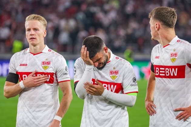 09.09.26 VfB Stuttgart - Viking Stavanger Deutschland, Stuttgart, 09.09.2026, Fussball, UEFA Champions League, Saison 2026 2027, VfB Stuttgart - Viking Stavanger: v.l. Chris Führich, Deniz Undav, Dzenan Pejcinovic (alle VfB Stuttgart).