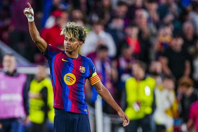 BARCELONA - Lamine Yamal of FC Barcelona, Barca celebrates his team s fourth goal during the UEFA Champions League match between FC Barcelona and Feyenoord at the Spotify Camp Nou on September 9, 2026, in Barcelona, Spain. GEERT VAN ERVEN ANP UEFA Champions League 2026 27 xVIxANPxSportx xMarcelxterxBalsxIVx 567777817 originalFilename: 567777817.jpg