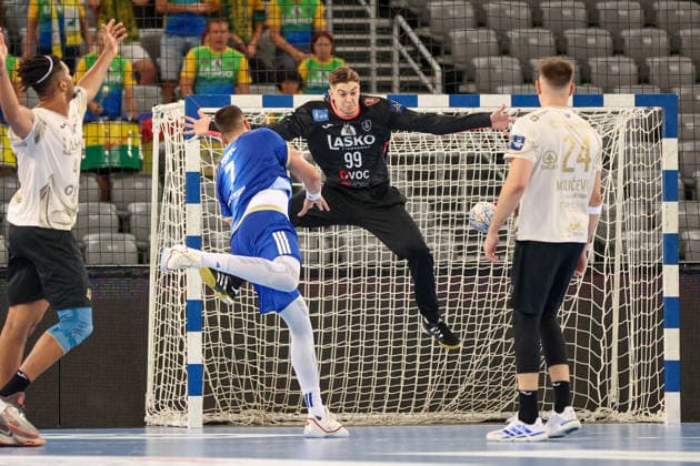 HC Zagreb v RK Celje Pivovarna Lasko - EHF Champions League Men Group Phase - Group C ZAGREB, CROATIA - SEPTEMBER 9: Gal Gabersek of RK Celje in action during the EHF Champions League Men Group Phase match between HC Zagreb and RK Celje Pivovarna Lasko at Arena Zagreb on September 9, 2026 in Zagreb, Croatia.  MatijaxHabljak PIXSELL