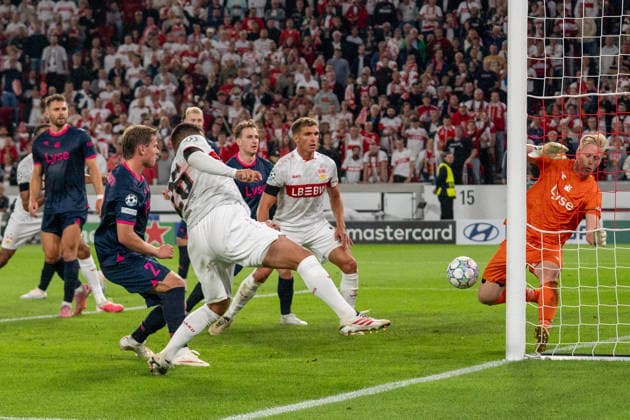 Deniz Undav (VfB Stuttgart, 26) vergibt Grosschance, VfB Stuttgart vs. Viking FK, Fussball, Champions League, 1. Spieltag, 09.09.2026, DFB regulations prohibit any use of photographs as image sequences and or quasi-video Stuttgart Baden-Wuerttemberg Deutschland