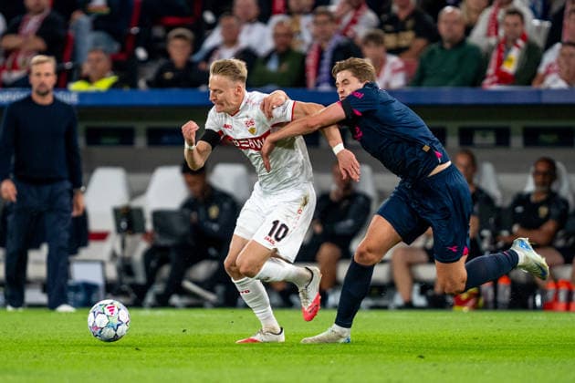 Chris Fuehrich (VfB Stuttgart, 10) im Dribbling, VfB Stuttgart vs. Viking FK, Fussball, Champions League, 1. Spieltag, 09.09.2026, DFB regulations prohibit any use of photographs as image sequences and or quasi-video Stuttgart Baden-Wuerttemberg Deutschland