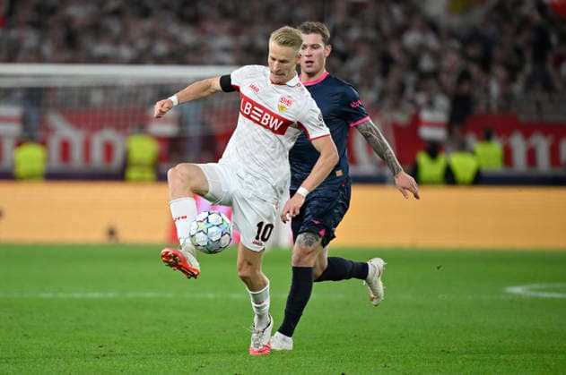 Chris Fuehrich VfB Stuttgart (10) Aktion am Ball Champions League VfB Stuttgart vs Viking FK Stavanger 09.09.2026 DFL REGULATIONS PROHIBIT ANY USE OF PHOTOGRAPHS AS IMAGE SEQUENCES AND OR QUASI-VIDEO Champions League VfB Stuttgart vs Viking FK Stavanger