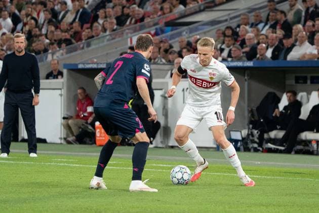 Zweikampf Herman Haugen (Viking FK Stavanger, 02), Chris Führich (VfB Stuttgart, 10), GER, VfB Stuttgart vs. Viking FK Stavanger, Fussball, UEFA Champions League, Spieltag 1, Spielzeit 2026 2027, 09.09.2026, GER, VfB Stuttgart vs. Viking FK Stavanger, Fussball, UEFA Champions League, Spieltag 1, Spielzeit 2026 2027, 09.09.2026, Stuttgart Copyright: xEibner-Pressefoto EdwardxCheungx EP_ECG