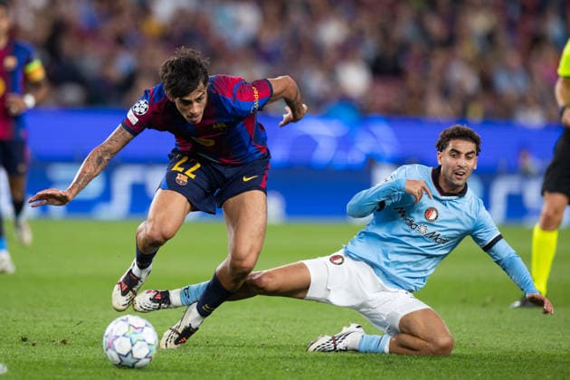 FC Barcelona, Barca v Feyenoord - UEFA Champions League BARCELONA, SPAIN - SEPTEMBER 9: Barcelona’s midfielder Marc Bernal vies with Tobias van den Elshout of Feyenoord during the UEFA Champions League first round day 1 football match between FC Barcelona and Feyenoord at Camp Nou stadium in Barcelona on September 9, 2026. Adria Puig Anadolu Barcelona Spain. Editorial use only. Please get in touch for any other usage.  Copyright: x2026xAnadoluxAdriaxPuigx