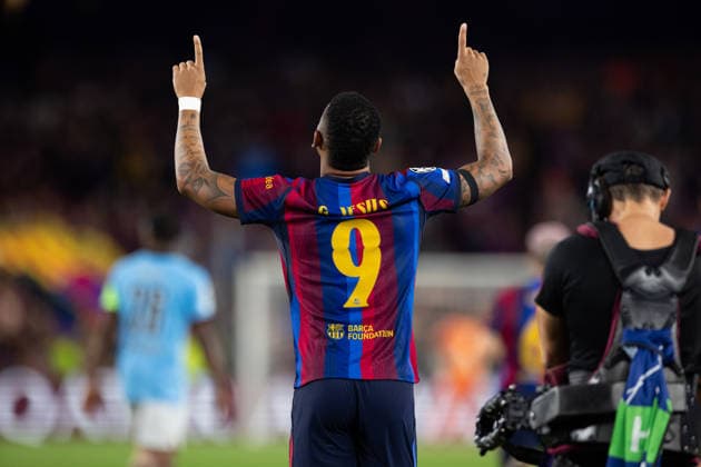 FC Barcelona, Barca v Feyenoord - UEFA Champions League BARCELONA, SPAIN - SEPTEMBER 9: Barcelona’s forward Gabriel Jesus celebrates his goal during the UEFA Champions League first round day 1 football match between FC Barcelona and Feyenoord at Camp Nou stadium in Barcelona on September 9, 2026. Adria Puig Anadolu Barcelona Spain. Editorial use only. Please get in touch for any other usage.  Copyright: x2026xAnadoluxAdriaxPuigx