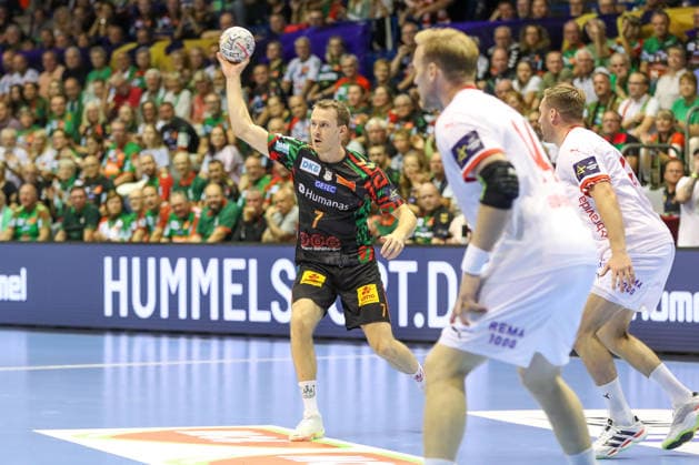 09.09.2026, xgox, Handball - EHF Champions League SC Magdeburg - Kolstad Handbold v.l. Felix Claar (Magdeburg, 7) am Ball, plays the ball Magdeburg