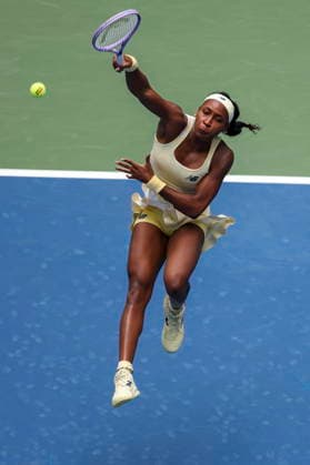 US Open tennis tournament - Day 11 Coco Gauff of the US in action against Mirra Andreeva of Russia during the Women s Singles Quarterfinals match of the US Open Tennis Championships in Flushing Meadows, New York, USA, 09 September 2026. FLUSHING MEADOWS NEW YORK United States  Copyright: xSARAHxYENESELx
