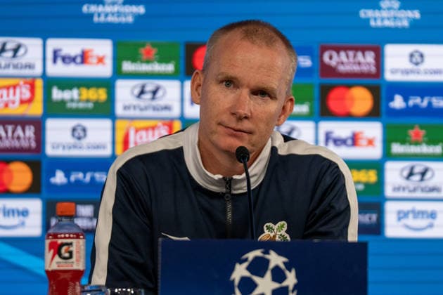 Morten Jensen (Cheftrainer Viking FK) bei der Pressekonferenz nach dem Spiel, VfB Stuttgart vs. Viking FK, Fussball, Champions League, 1. Spieltag, 09.09.2026, DFB regulations prohibit any use of photographs as image sequences and or quasi-video Stuttgart Baden-Wuerttemberg Deutschland