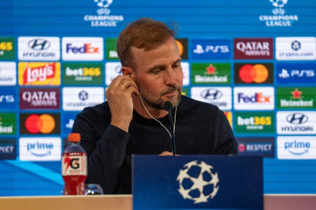 Sebastian Hoeness (Trainer VfB Stuttgart) spricht bei der Pressekonferenz nach dem Spiel ueber den Sieg, VfB Stuttgart vs. Viking FK, Fussball, Champions League, 1. Spieltag, 09.09.2026, DFB regulations prohibit any use of photographs as image sequences and or quasi-video Stuttgart Baden-Wuerttemberg Deutschland