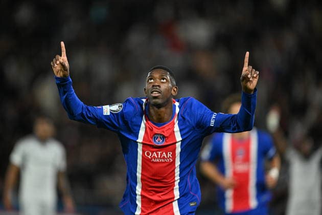 PSG v SK Slovan Bratislava - UEFA Champions League PARIS, FRANCE - SEPTEMBER 9: Paris Saint-Germain’s Ousmane Dembele (10) celebrates after scoring a goal during the UEFA Champions League match between Paris Saint-Germain and SK Slovan Bratislava at Parc des Princes in Paris, France, on September 9, 2026. Mustafa Yalcin Anadolu Ile-de-France France. Editorial use only. Please get in touch for any other usage.  Copyright: x2026xAnadoluxMustafaxYalcinx