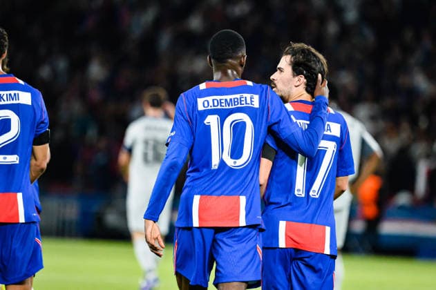 FOOTBALL : Paris Saint Germain vs Slovan Bratislava - Ligue des Champions - Phase de Ligue - JournÃ e 1 - 09 09 2026 Joie des joueurs du Paris SG aprÃ s le but de Ousmane Dembele (Paris SG) ParisFrance  Copyright: xBaptistexAutissierx