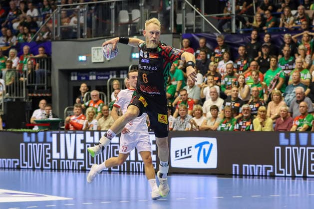 09.09.2026, xgox, Handball - EHF Champions League SC Magdeburg - Kolstad Handbold v.l. Matthias Musche (Magdeburg, 6) wirft Tor, Torschuetze, erzielt Tor, Treffer, scores the goal Magdeburg