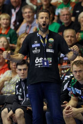 09.09.2026, xtgx, Handball Champions LegaueL, SC Magdeburg - Kolstad Handbold emspor, v.l. Bennet Wiegert (Magdeburg, Trainer) Jubel, Torjubel, jubelt ueber das Tor, celebrate the goal, celebration Magdeburg