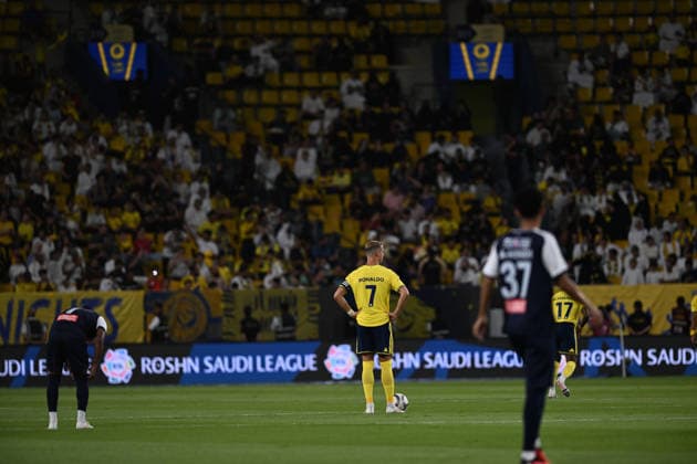 Al Nassr v Abha - Saudi Pro League RIYADH, SAUDI ARABIA - SEPTEMBER 9: Cristiano Ronaldo (7) of Al Nassr in action during of the Saudi Pro League match between Al Nassr and Abha at Alawwal Park Stadium in Riyadh, Saudi Arabia, on September 9, 2026. Mohammed Saad Anadolu Riyad Saudi Arabia. Editorial use only. Please get in touch for any other usage.  Copyright: x2026xAnadoluxMohammedxSaadx
