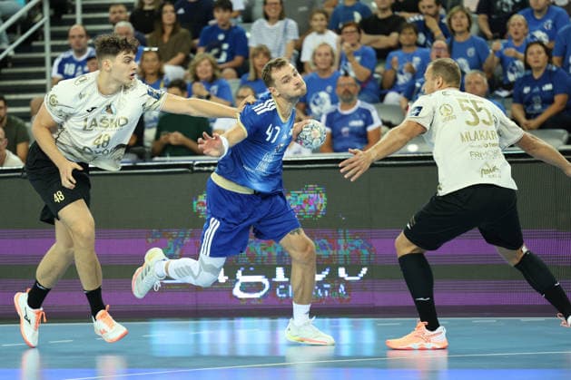 Zagreb, Arena Zagreb, September 9, 2026. EHF Champions League Men 2026 27 Group Phase, HC Zagreb - RK Celje Pivovarna Lasko 31:29 BIALIAUSKI Ihar (47) vs KOROSEC Lucijan (48) and MLAKAR Ziga (55) 