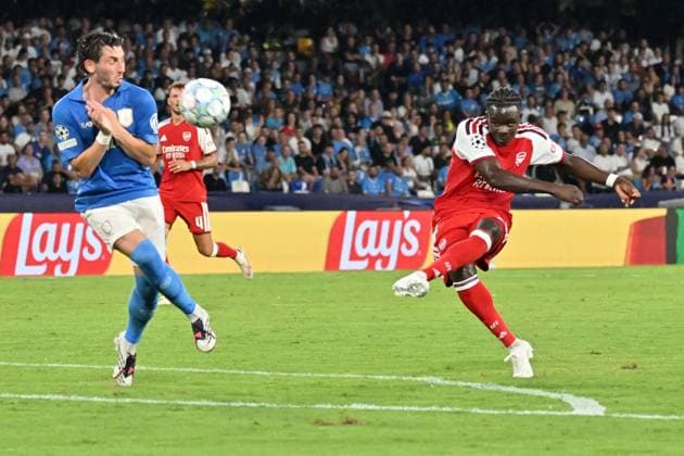 Foto IPP Felice De Martino Napoli 09 09 2026 Calcio Champions League 2026-2027 Napoli - Arsenal Nella foto: Bukayo Saka Italy Photo Press World Copyright Napoli italy Italia ITALY  Copyright: xR4924_italyphotopressx