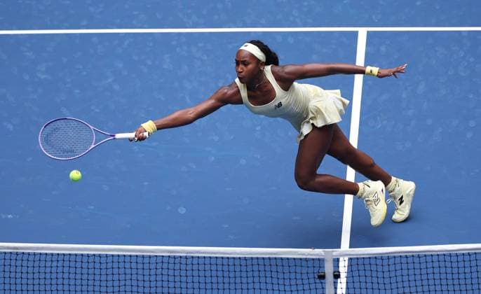 Coco Gauff of USA in action 2026 US Open, Day Eleven, USTA Billie Jean King National Tennis Center, New York, USA - 09 Sep 2026New York USTA Billie Jean King National T New York (NY) United States of America EDITORIAL USE ONLY No use with unauthorised audio, video, data, fixture lists, club league logos or live services. Online in-match use limited to 120 images, no video emulation. No use in betting, games or single club league player publications. Copyright: xEllaxLing Shutterstockx 17140159n