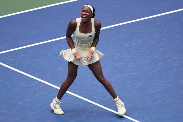 US Open tennis tournament - Day 11 Coco Gauff of the US celebrates winning against Mirra Andreeva of Russia in their Women s Singles Quarterfinals match of the US Open Tennis Championships in Flushing Meadows, New York, USA, 09 September 2026. FLUSHING MEADOWS NEW YORK United States  Copyright: xSARAHxYENESELx