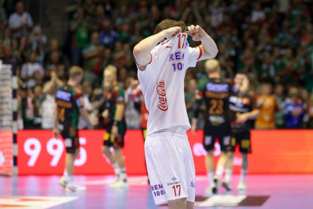 09.09.2026, xtgx, Handball Champions LegaueL, SC Magdeburg - Kolstad Handbold emspor, v.l. Magnus Stolefjell (Kolstad, 17) enttaeuscht, schaut enttaeuscht, niedergeschlagen, disappointed, Magdeburg Magdeburg