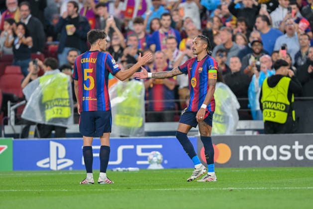 FC Barcelona, Barca v FEYENOORD SPOTIFY CAMP NOU. BARCELONA. September 9, 2026 FC BARCELONA vs FEYENOORD September 9, 2026 Raphina (11) of FC Barcelona scores his team s third goal with Pau Cubarsi (5) of FC Barcelona during the soccer match corresponding to the group stage match of the UEFA Champions League between FC Barcelona and Feyenoord at Spotify Camp Nou in Barcelona, Spain. Barcelona ESP Copyright: xS.xRosx