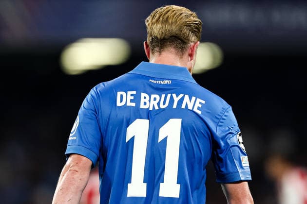 Kevin De Bruyne of SSC Napoli reacts during the UEFA Champions League 2026 2027 football match between SSC Napoli and Arsenal FC at Diego Armando Maradona stadium in Naples, (Italy), September 9, 2026. cesarexpurini