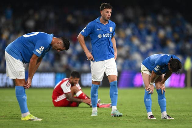 Ni Napoli 09 09 2026 - Champions League Napoli-Arsenal foto Nicola Ianuale Image nella foto: Amir Rrahmani-Lorenzo Lucca-Billy Gilmour 