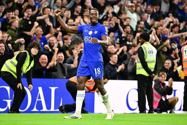 Chelsea v Leeds United, Carabao cup, League cup. GOAL Chelsea forward Danny Wellbeck (18) scores a goal and celebrates 6-3 during the Carabao cup match between Chelsea and Leeds United at Stamford Bridge, London, UK on 9 September 2026. London Stamford Bridge Greater London UK Editorial use only DataCo restrictions apply See www.football-dataco.com , Copyright: xDennisxGoodwinx PSI-24841-0058