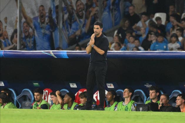 SOCCER - UEFA Champions League - SSC Napoli vs. Arsenal FC Photo by IPA ABACAPRESS.COM88328298 - Mikel Arteta, coach of Arsenal FC, gestures during the UEFA Champions League match between SSC Napoli and Arsenal FC at the Diego Armando Maradona Stadium Naples Italy  Copyright: xIPAxSport ABACAx