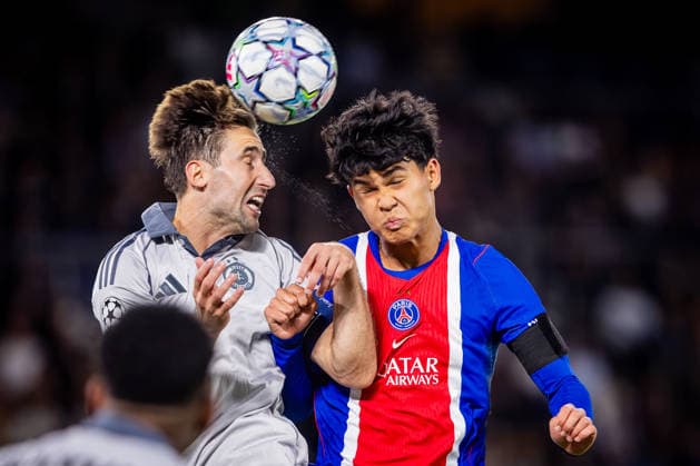 PARIS - SLOVAN BRATISLAVA Dro Fernandez of PSG and Andraz Sporar of Slovan during the matchday 1 of League phase round of UEFA Champions league football match between Paris Saint Germain and SK Slovan Bratislava at Parc des Princes. Paris, France, September 09, 2026. Copyright: xx 080A4445
