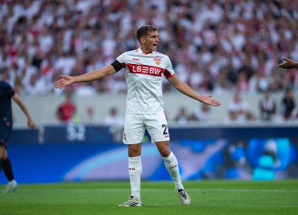 Grischa Proemel of VfB Stuttgart is angry during UEFA Champions League - Matchday 1 season 26 27 game between Stuttgart and Viking (Ruslan Taran Ball Raw Images) Stuttgart MHP Arena Germany Copyright: xRuslanxTaranx RUS_STUTT-VIKING-0101